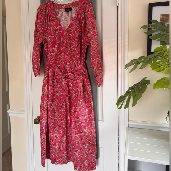 J Crew Tie-waist Cotton Poplin Ratti Pink Blooms Print Maxi Dress Classic Preppy - Picture 14 of 14